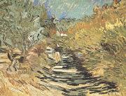 Vincent Van Gogh A Road at Sain-Remy with Female Figure (nn04) USA oil painting reproduction